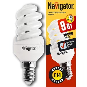 Лампа энергосберегающая КЛЛ 9/865 E14 D34x91 спираль (94041 NCL-SF10) - Navigator Group