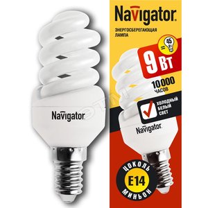 Лампа энергосберегающая КЛЛ 9/840 E14 D34x91 спираль (94042 NCL-SF10) - Navigator Group