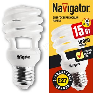 Лампа энергосберегающая КЛЛ 15/827 E27 D48x98 спираль (94046 NCL-SH10) - Navigator Group