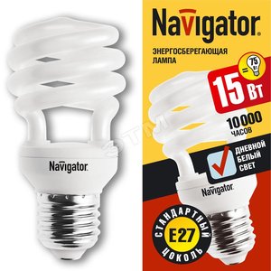 Лампа энергосберегающая КЛЛ 15/865 E27 D48x98 спираль (94047 NCL-SH10) - Navigator Group