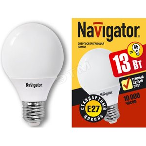 Лампа энергосберегающая КЛЛ 13/827 Е27 D70x115 шар (94060 NCL-G) - Navigator Group