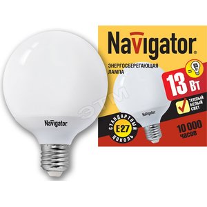 Лампа энергосберегающая КЛЛ 13/827 Е27 D95x141 шар (94061 NCL-G) - Navigator Group