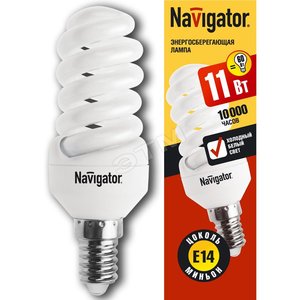 Лампа энергосберегающая КЛЛ 11/840 E14 D34x98 спираль (94088 NCL-SF10) - Navigator Group
