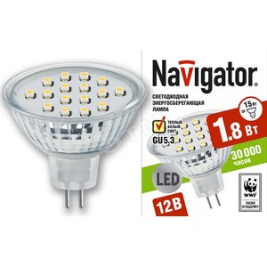 Лампа LED 1.8вт 12в,GU5.3,тепло-бел.Navigator (94250 NLL-MR16) - Navigator Group
