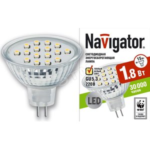 Лампа светодиодная LED 1.8вт 230в GU5.3 тепло-белый (94251 NLL-MR16) - Navigator Group
