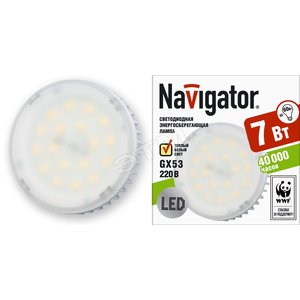 Лампа светодиодная LED 7вт GX53 теплая (таблетка) (94268 NLL-GX53) - Navigator Group