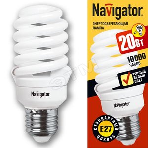 Лампа энергосберегающая КЛЛ 20/827 Е27 D50x112 спираль (94294 NCL-SF10) - Navigator Group