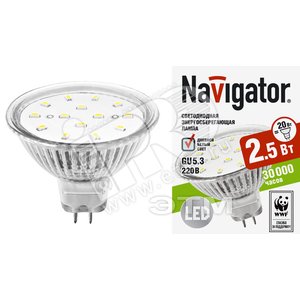 Лампа светодиодная LED 2.5вт 230в GU5.3 дневной (94380 NLL-MR16) - Navigator Group