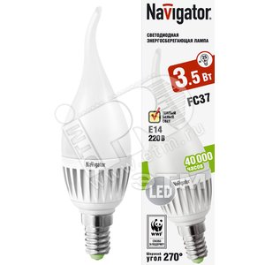 Лампа светодиодная LED 3.5вт E14 теплая матовая (свеча на ветру) (94396 NLL-FC37) - Navigator Group