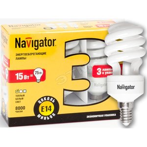 Лампа КЛЛ 13/827 Е14 D48x114 спир(кратн.3шт.упак)Navigator (94408 NCL6-SH) - Navigator Group
