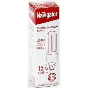Лампа энергосберегающая КЛЛ 15/827 Е27 D38х124 3U (94412 NCLP-3U) - Navigator Group