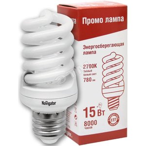 Лампа энергосберегающая КЛЛ 15/827 Е27 D42х103 спираль (94416 NCLP-SF) - Navigator Group