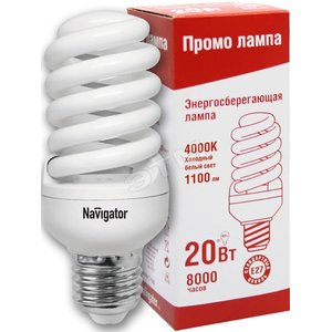 Лампа энергосберегающая КЛЛ 20/840 Е27 D46х113 спираль (94419 NCLP-SF) - Navigator Group
