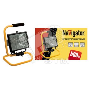 Прожектор ИО-500w переносной с решеткой черно-желтый IP54 (94606 NFL-PH2) - Navigator Group
