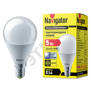 Лампа светодиодная LED 5вт Е14 дневной шар (61252 NLL-P-G45) - Navigator Group