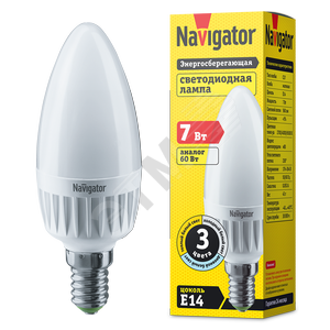 LED 7вт Е14,3COLOR,мат.свеча Navigator