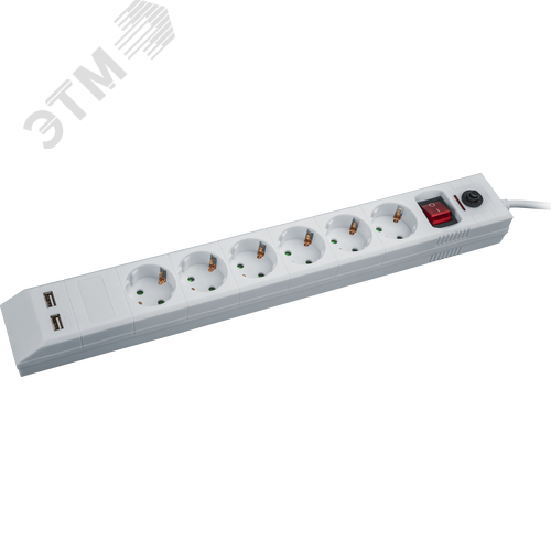 Фильтр сетевой NSP-USB-06-180-ESC-3x1 6 гнезд 1.8м