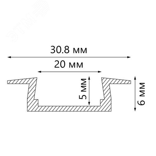 Профиль встраиваемый алюминиевый 2 м матовый экран 2 заглушки для светодиодных лент 3