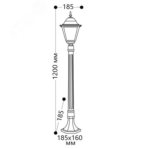 Светильник 4210 100W 230V E27 1200мм белый СТОЛБ 4