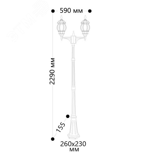 Светильник садово-парковый 8114 2*100W 230V E27 2*(155*590*2290мм) белый | 11210 | FERON - фото 3