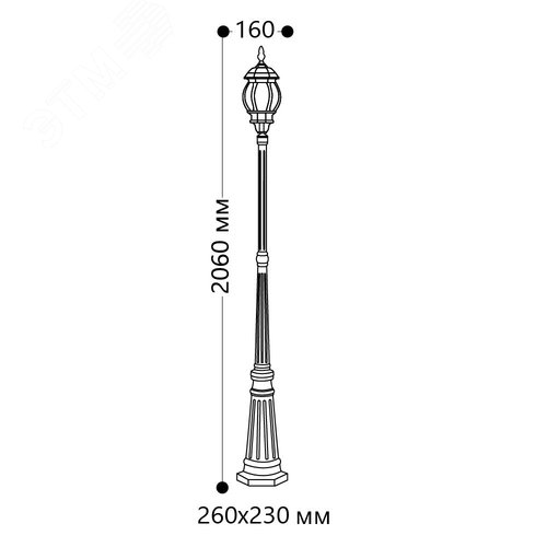 Светильник НТУ-100w столб=2.26м Е27 IP44 черный 6