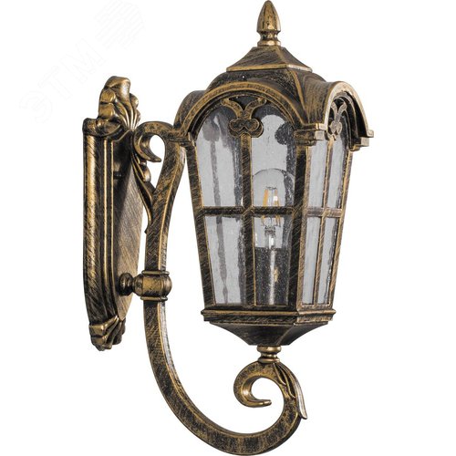 Светильник PL102 60W 230 В E27 250х160х370 черное золото (на стену вверх)