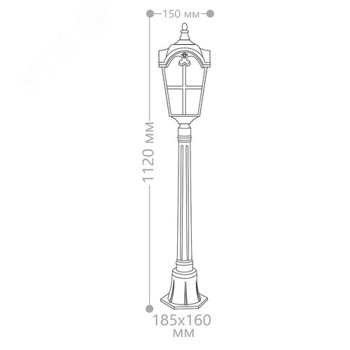 Светильник НТУ-60w столб Е27 IP44 черное золото 2
