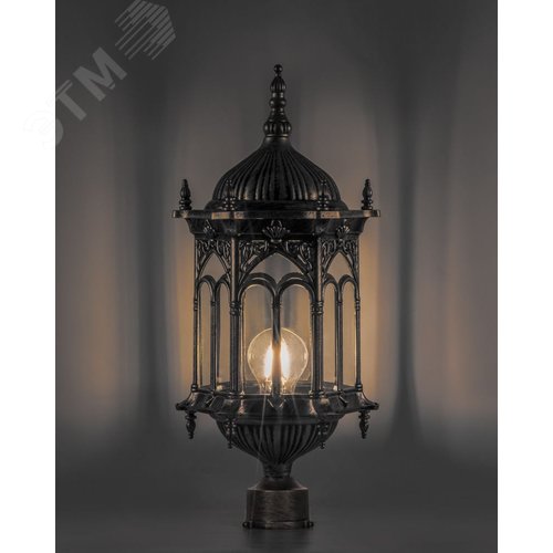 Светильник PL114 60W 230V E27 198х198х460  черное золото (на столб) (PL114 чер.зол.) - фото 2