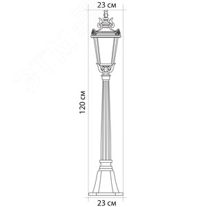 Светильник НТУ-60w столб-1.2м Е27 IP44 черный золото (PL4006 чер.зол.) - фото 2