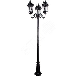 Светильник НТУ-3х60w столб-2.35м Е27 IP44 черный (PL4009 чер.) - Feron