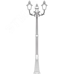 Светильник НТУ-3х60w столб-2.22м Е27 IP44 черное золото (PL4019) - фото 3
