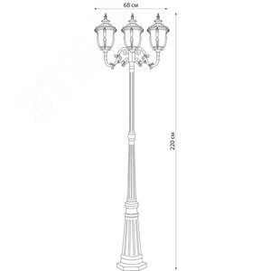 Светильник НТУ-3х60w столб-2,2м Е27 IP44 темно-коричневое золото (PL5009 тем-кор.зол.) - фото 3