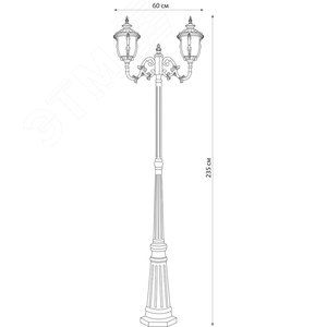 Светильник НТУ-2х100w столб-2.35м Е27 IP44 темно-коричневое золото (PL5018) - фото 3