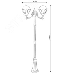 Светильник НТУ-2х100w столб-2.25м Е27 IP44 черное золото (PL5058) - фото 3