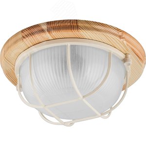 Светильник НБО-03-60-012 Е27 круг с решеткой дерево клен IP54