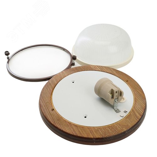 Светильник НБО-03-60-021 Е27 круг дерево орех IP54 4