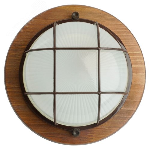 Светильник НБО-03-60-022 Е27 круг с решеткой дерево орех IP54 2