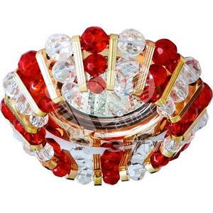 Светильник ИВО-50w 12/220в G5.3 золото с прозрачно-красным стеклом (CD2121 зол/пр-крас) - Feron