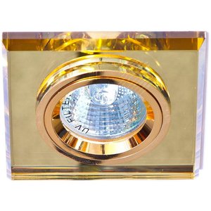 Светильник ИВО-50w 12в G5.3 квадратный золото с желтым стеклом (8170-2 зол/жел.) - Feron