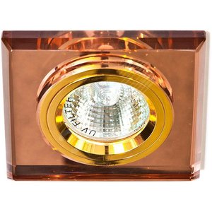 Светильник ИВО-50w 12в G5.3 квадратный золото с коричневым стеклом (8170-2 зол/кор.) - Feron