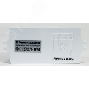 Датчик движения МВ встраиваемый 1200w 360 гр. 8м IP20 белый (SEN40 бел.) - фото 3