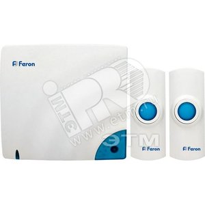 Звонок H2-138C (DB440)  (2 кнопки IP44) 32 мелодии3*1.5V/AA белый - Feron