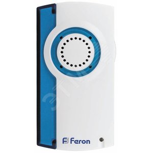 Звонок 2 блока динамика 1 кнопка IP20 32 мелодии 4*1.5V/АAА белый/синий E-370 - Feron