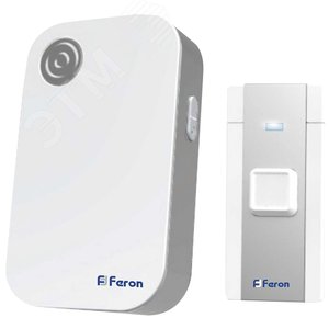 Звонок беспроводной 36 мелодий, 3*1,5V/ААА (база), IP20, белый/серый, Feron - Feron