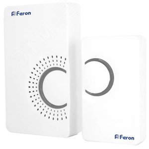 Звонок беспроводной 36 мелодий, 2*1,5V/ААА (база), IP20, белый, серый Feron - Feron