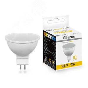 Лампа светодиодная LED 5вт 230в G5.3 теплый - Feron
