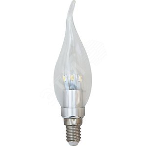 Лампа светодиодная LED 3.5вт Е14 дневной (свеча на ветру) хром (LB-71 6LED) - Feron