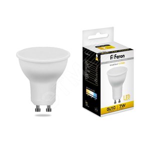 Лампа светодиодная LED 7вт 230в GU10 теплая - Feron
