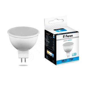 Лампа светодиодная LED 7вт 12в G5.3 дневная (LB-126 80LED) - Feron