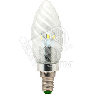 Лампа светодиодная LED 3.5вт Е14 теплый свеча витая хром (LB-77 6LED) - Feron